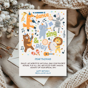 Dance sing and play kids happy birthday holiday card