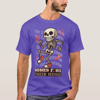 dance skeleton with musical notes boy T-Shirt