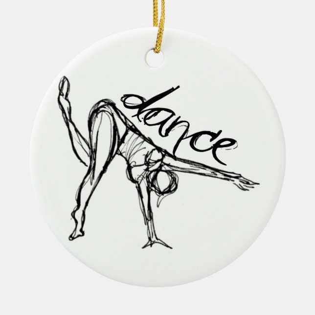 Dance Sketch Ceramic Tree Decoration (Front)