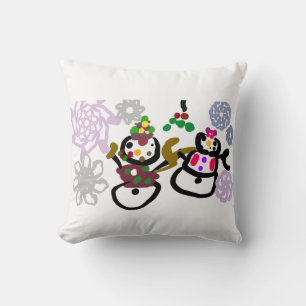 Dance Snowman and Snowwoman Cushion