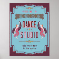 Dance Studio Personalised Name Blue Retro Custom