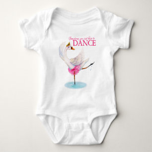 Dance swan ballerina whimsy art slogan apparel baby bodysuit