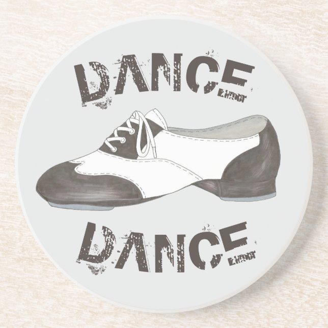 DANCE Tap Shoe Tapdance Teacher Black White Studio Coaster (Front)