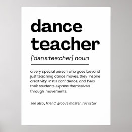 Dance Teacher Appreciation Gift Dance Teacher Gift Poster