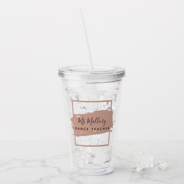 Dance Teacher Black and Rose Gold Personalised Acrylic Tumbler (Front Ice)