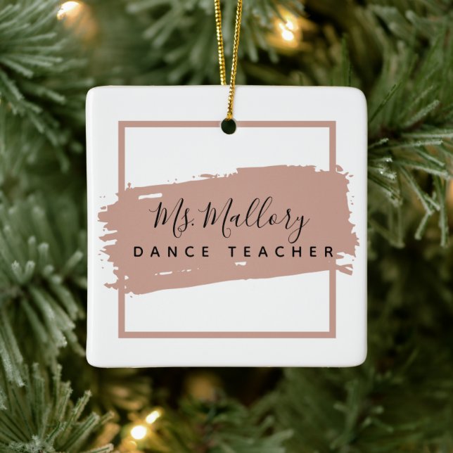 Dance Teacher Black and Rose Gold Personalised Ceramic Ornament (Tree)