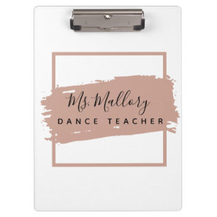 Dance Teacher Black and Rose Gold Personalised Clipboard