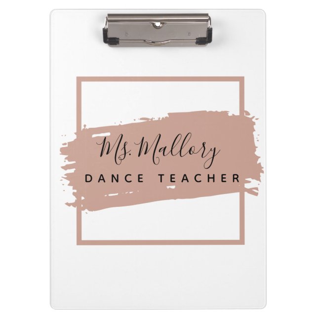 Dance Teacher Black and Rose Gold Personalised Clipboard (Front)