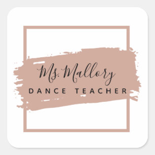 Dance Teacher Black and Rose Gold Personalised Square Sticker