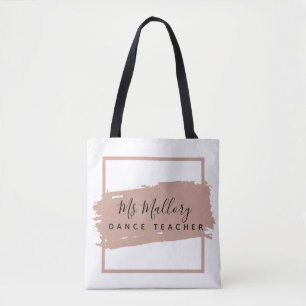 Dance Teacher Black and Rose Gold Personalised Tote Bag