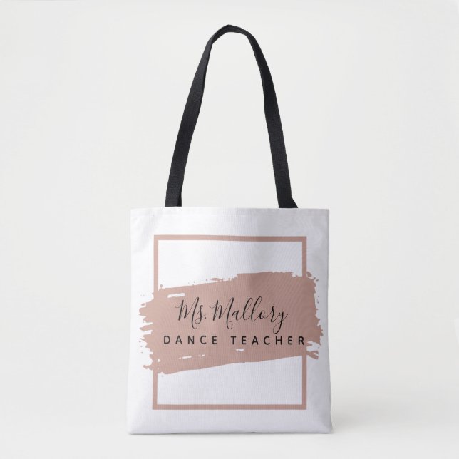 Dance Teacher Black and Rose Gold Personalised Tote Bag (Front)