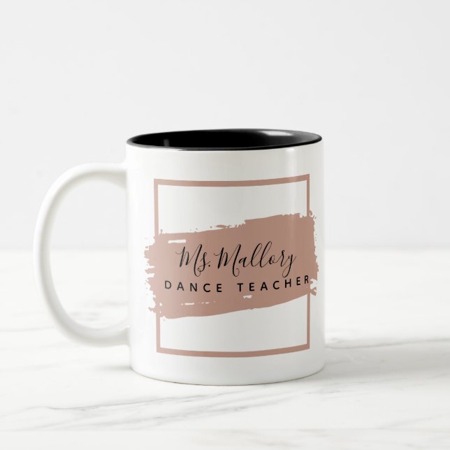 Dance Teacher Black and Rose Gold Personalised Two-Tone Coffee Mug (Left)