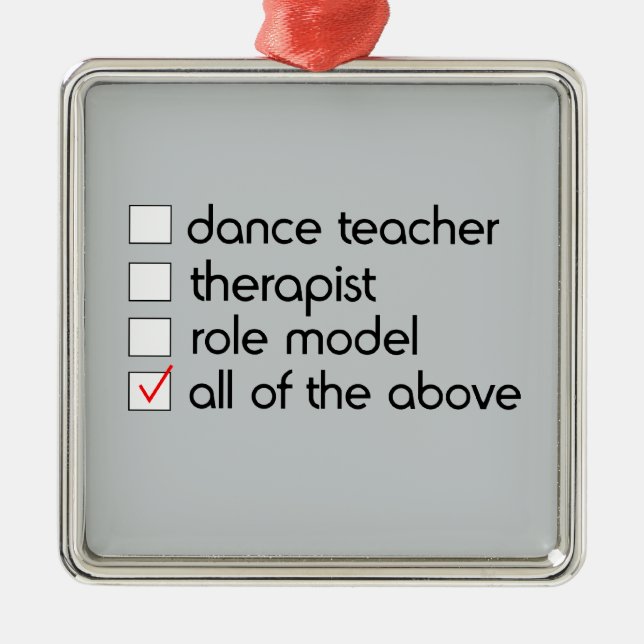 Dance Teacher Checklist Metal Tree Decoration (Front)