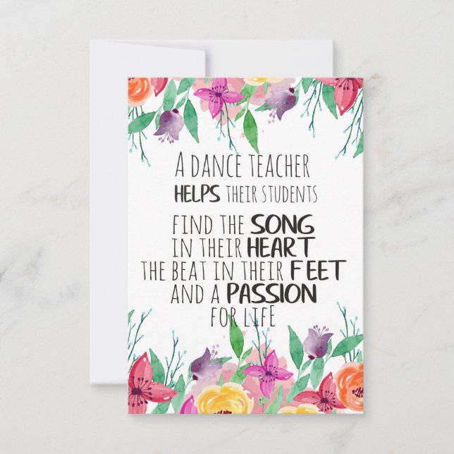 Dance teacher decor Ballet Coach Appreciation Gift Thank You Card (Front)