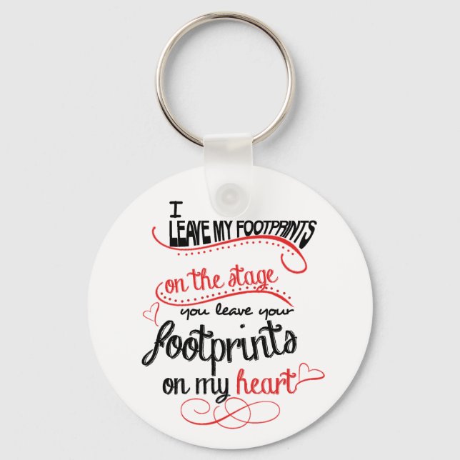 Dance Teacher - Footprints on the Heart Key Ring (Front)