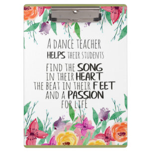 Dance teacher gift Appreciation Thank you quote Clipboard