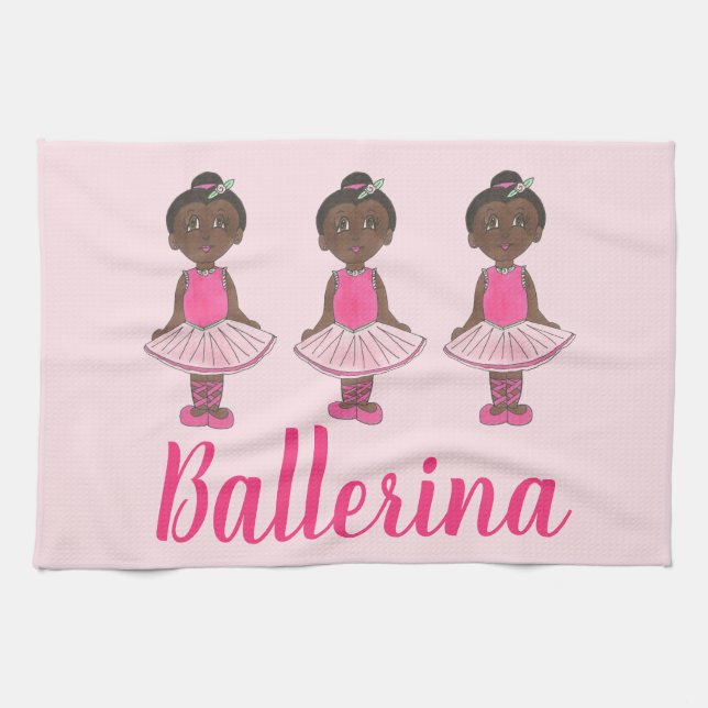 Dance Teacher Gift Pink Ballet Tutu Ballerina Tea Towel (Horizontal)