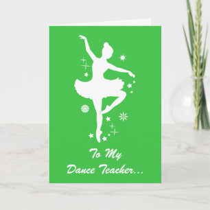 Dance Teacher Happy Holidays Ballerina Silhouette Holiday Card