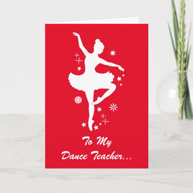 Dance Teacher Happy Holidays Ballerina Silhouette Holiday Card (Front)