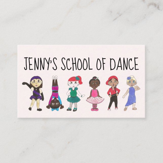 Dance Teacher School Studio Ballet Tap Jazz Acro Business Card (Front)
