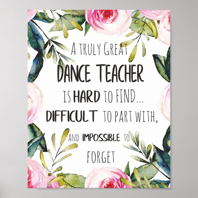 Dance teacher Thank you quote Poster (Front)