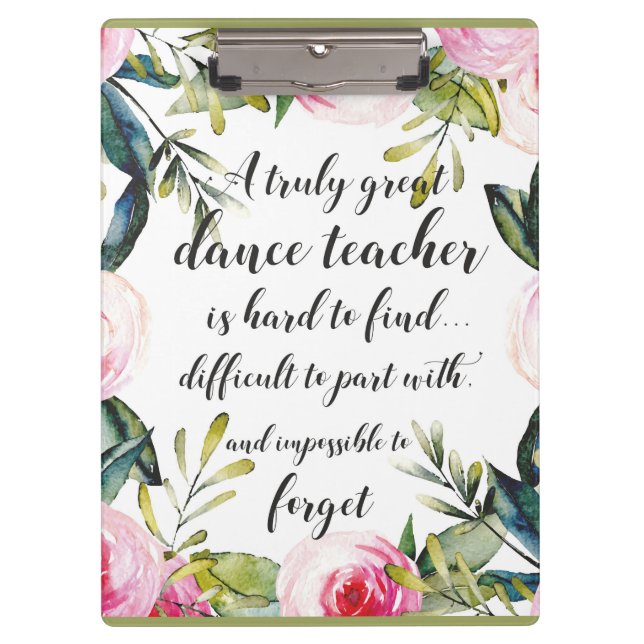 Dance Teacher Thank you Wishes for Dance Teacher Clipboard (Front)