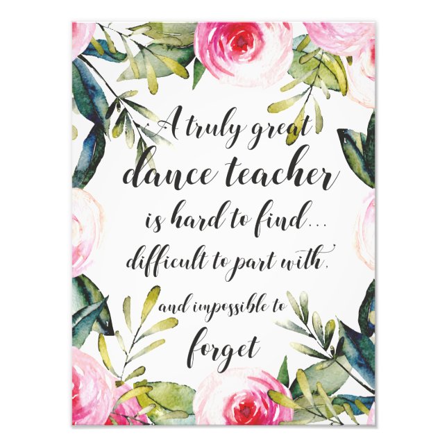 Dance Teacher Thank you Wishes for Dance Teacher Photo Print (Front)