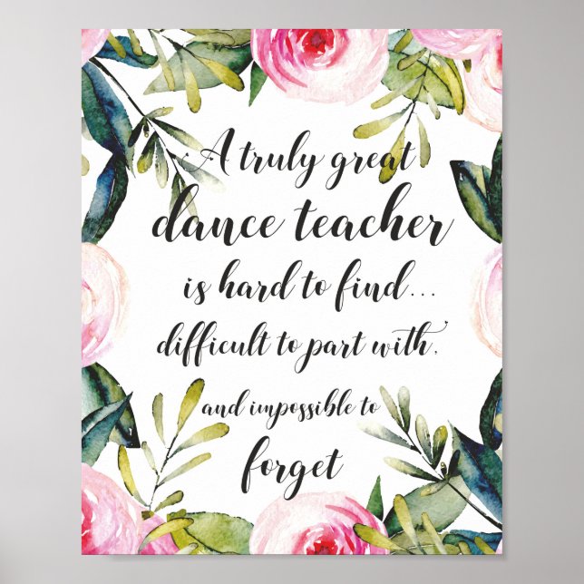 Dance Teacher Thank you Wishes for Dance Teacher Poster (Front)