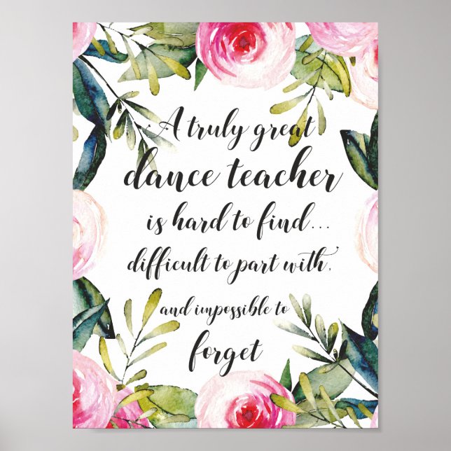 Dance Teacher Thank you Wishes for Dance Teacher Poster (Front)