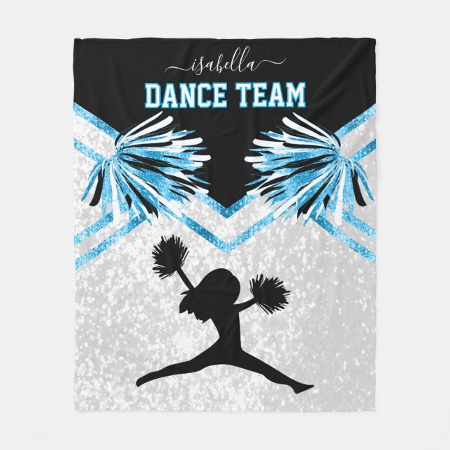 Dance Team Baby Blue, Black and White  Fleece Blan (Front)