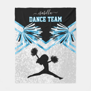 Dance Team Baby Blue, Black and White  Fleece Blan Blanket