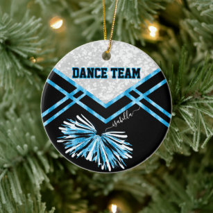 Dance Team Black, White and Baby Blue  Ceramic Tree Decoration