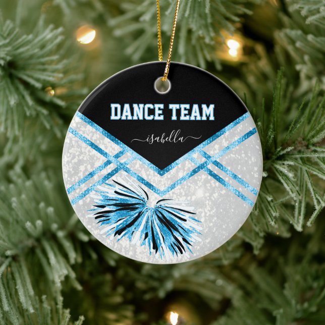 Dance Team Black, White and Baby Blue Glitter Ceramic Tree Decoration (Tree)