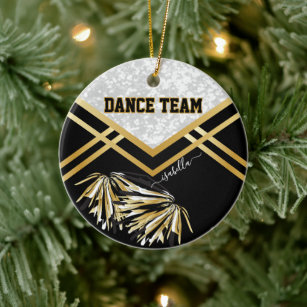 Dance Team Black, White and Gold Ceramic Tree Decoration