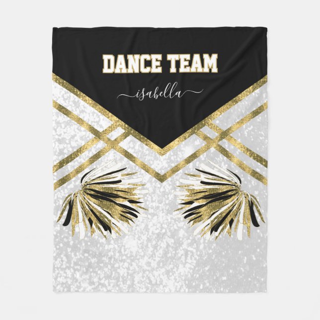 Dance Team Black, White and Gold Fleece Blanket (Front)