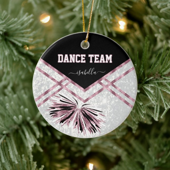 Dance Team Black, White and Pink Rose Glitter  Ceramic Tree Decoration (Tree)