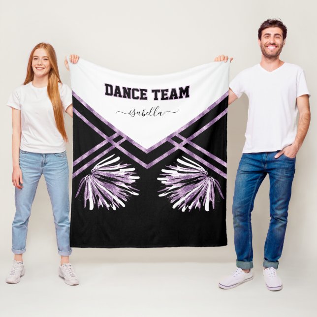 Dance Team Black, White and Purple Fleece Blanket (In Situ)