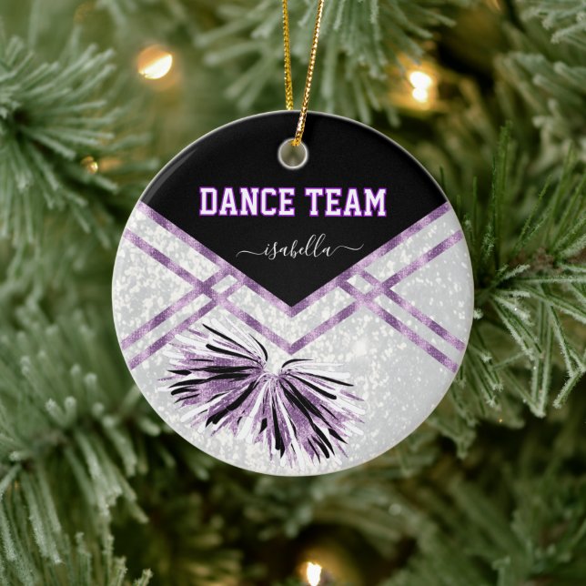 Dance Team Black, White and Purple Glitter Ceramic Tree Decoration (Tree)