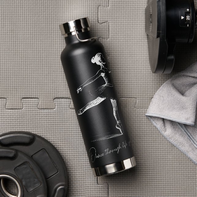 Dance through Life, Pencil Ballerina Personalised Water Bottle (Gym (Rotated))