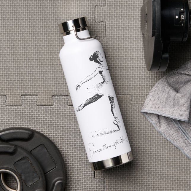 Dance through Life, Pencil Ballerina Personalised Water Bottle (Gym (Rotated))