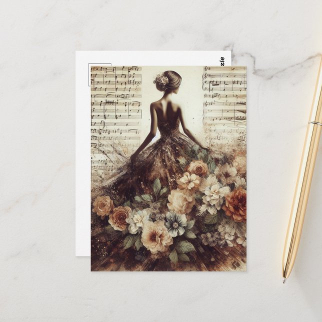 Dance to the Music Mixed Media Collage Postcard (Front/Back In Situ)