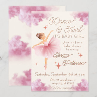 Dance & Twirl Ballerina Baby Shower Invitation