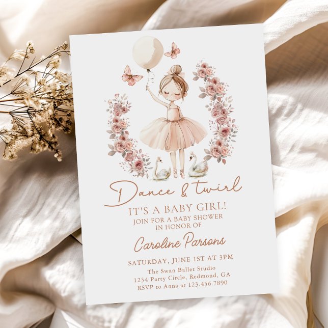 Dance & Twirl Ballerina Ballet Baby Shower        Invitation (Creator Uploaded)