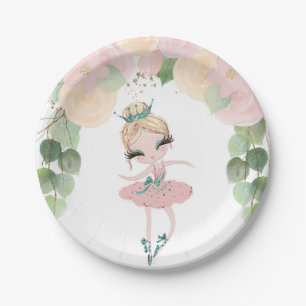 DANCE & TWIRL  BALLERINA BIRTHDAY   FLORAL  PAPER PLATE