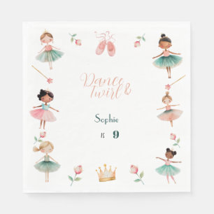 Dance & twirl girl birthday party napkin
