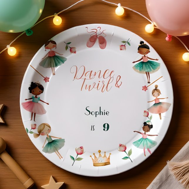 Dance & twirl girl birthday party paper plate (Creator Uploaded)