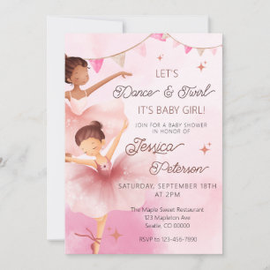 Dance & Twirl Pink Ballerina Ballet Baby Shower  Invitation
