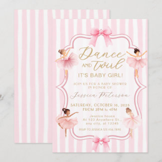 Dance & Twirl Pink Ballerina Ballet Baby Shower Invitation