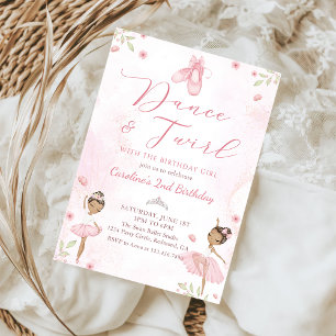 Dance & Twirl Pink Ballerina Ballet Birthday Invitation