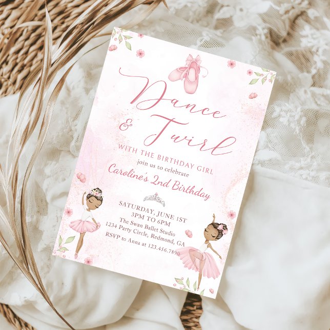 Dance & Twirl Pink Ballerina Ballet Birthday Invitation (Creator Uploaded)